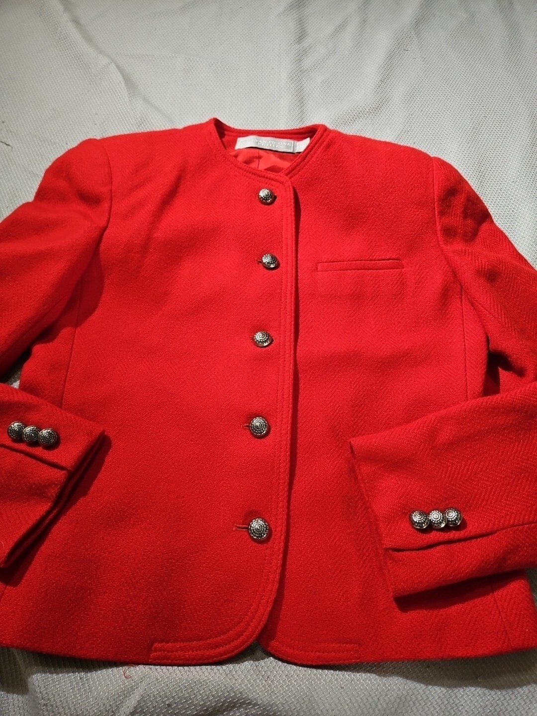 Evan Picone Jacket Womens Size 4 Red Vintage Wool Jacket Metal Button Capsule