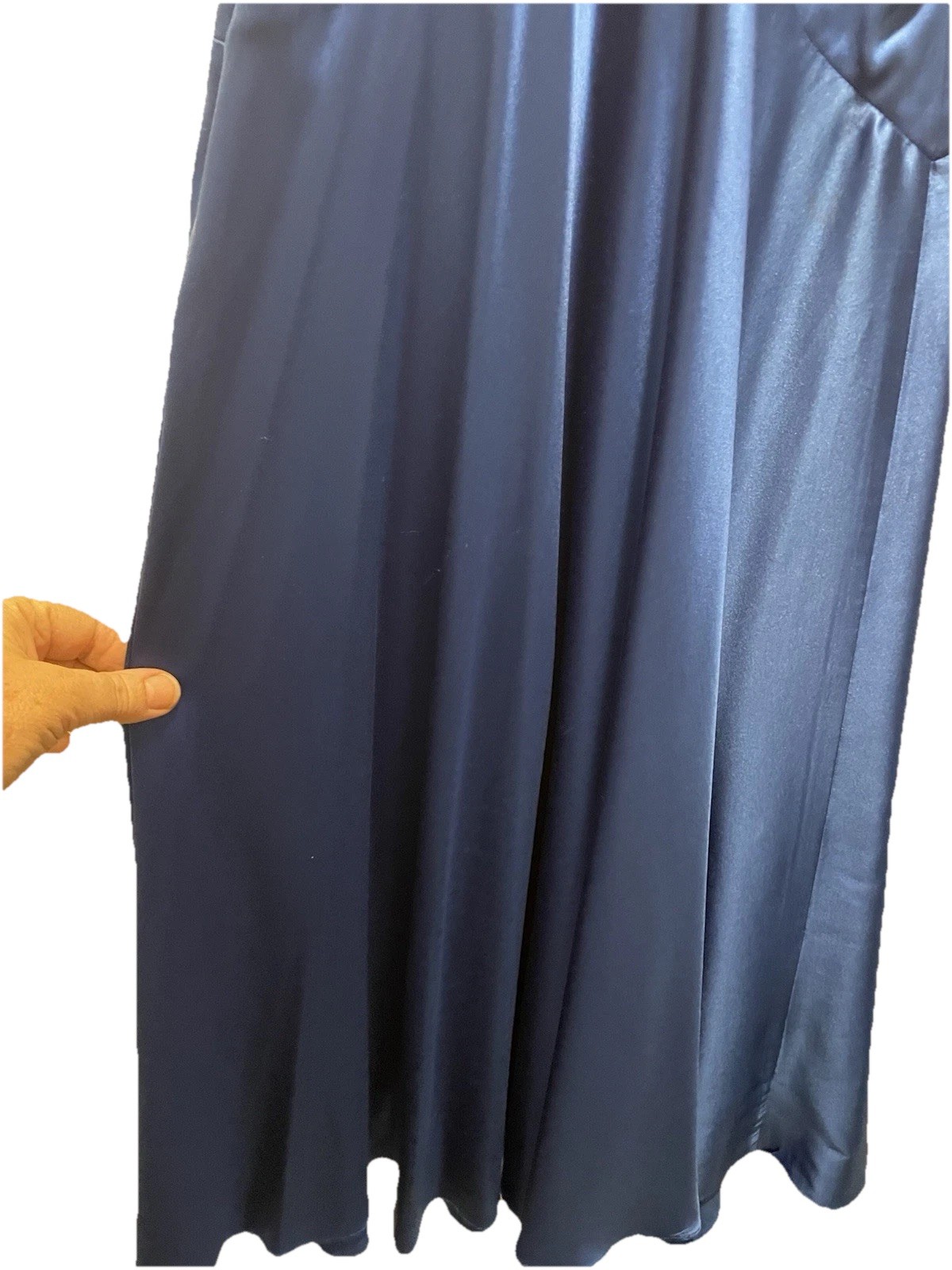 Heart Moon Star Silk Royal Blue Slip Dress Size Large Tie Midi Length Y2K 90s