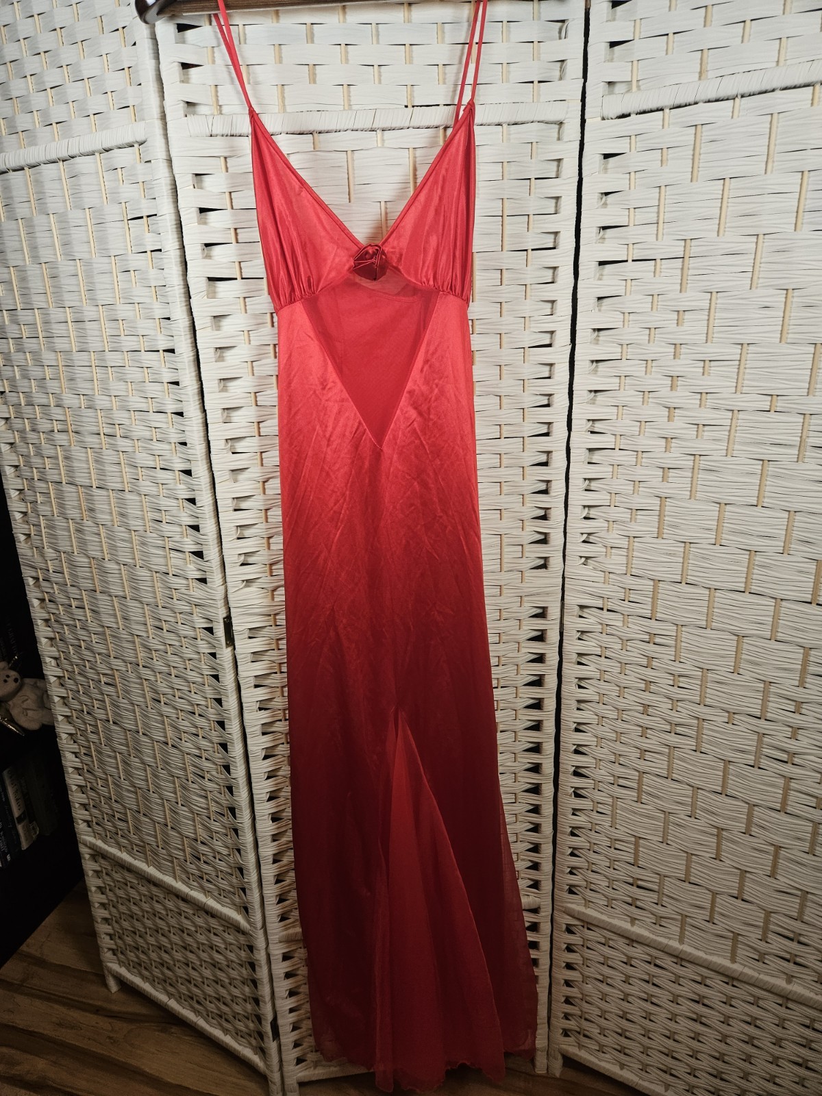 Vintage Jenelle of Hollywood L Red Nightgown Lingerie Classic Romance Glamour