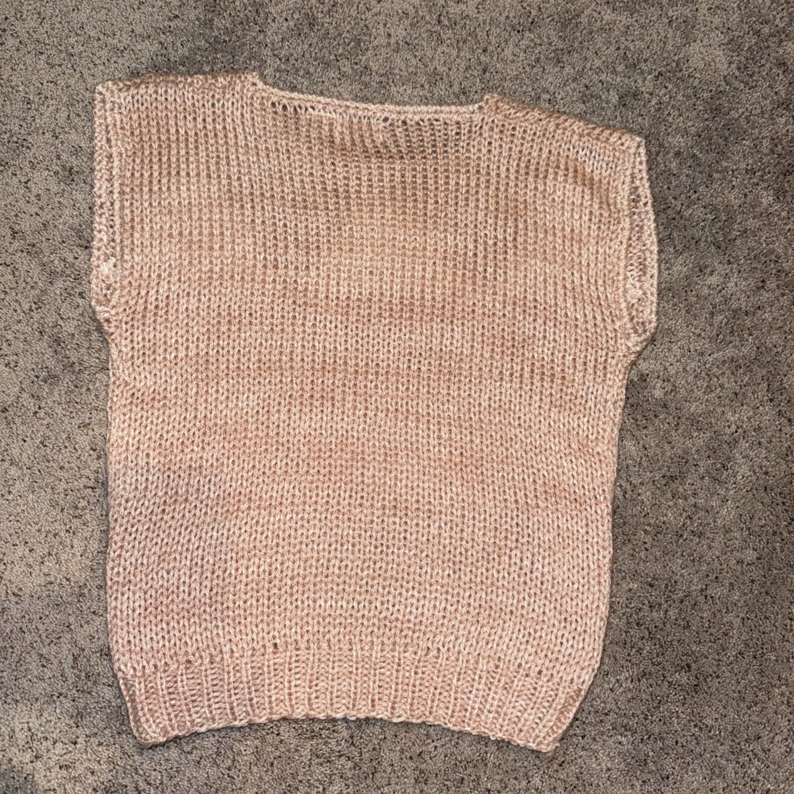 SML Sport Hand Knit Sleeveless Sweater Pink Dusty Rose M 100% Acrylic Vintage