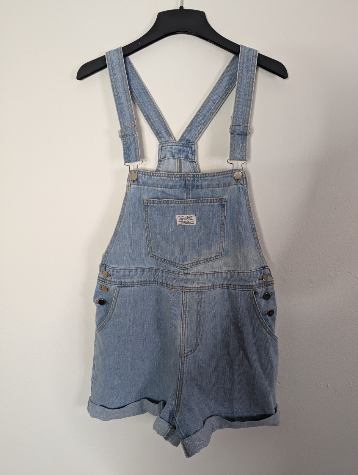 Vintage Y2K Overalls Women’s XL Blue Jean Bib Shortalls Shorts Light Wash