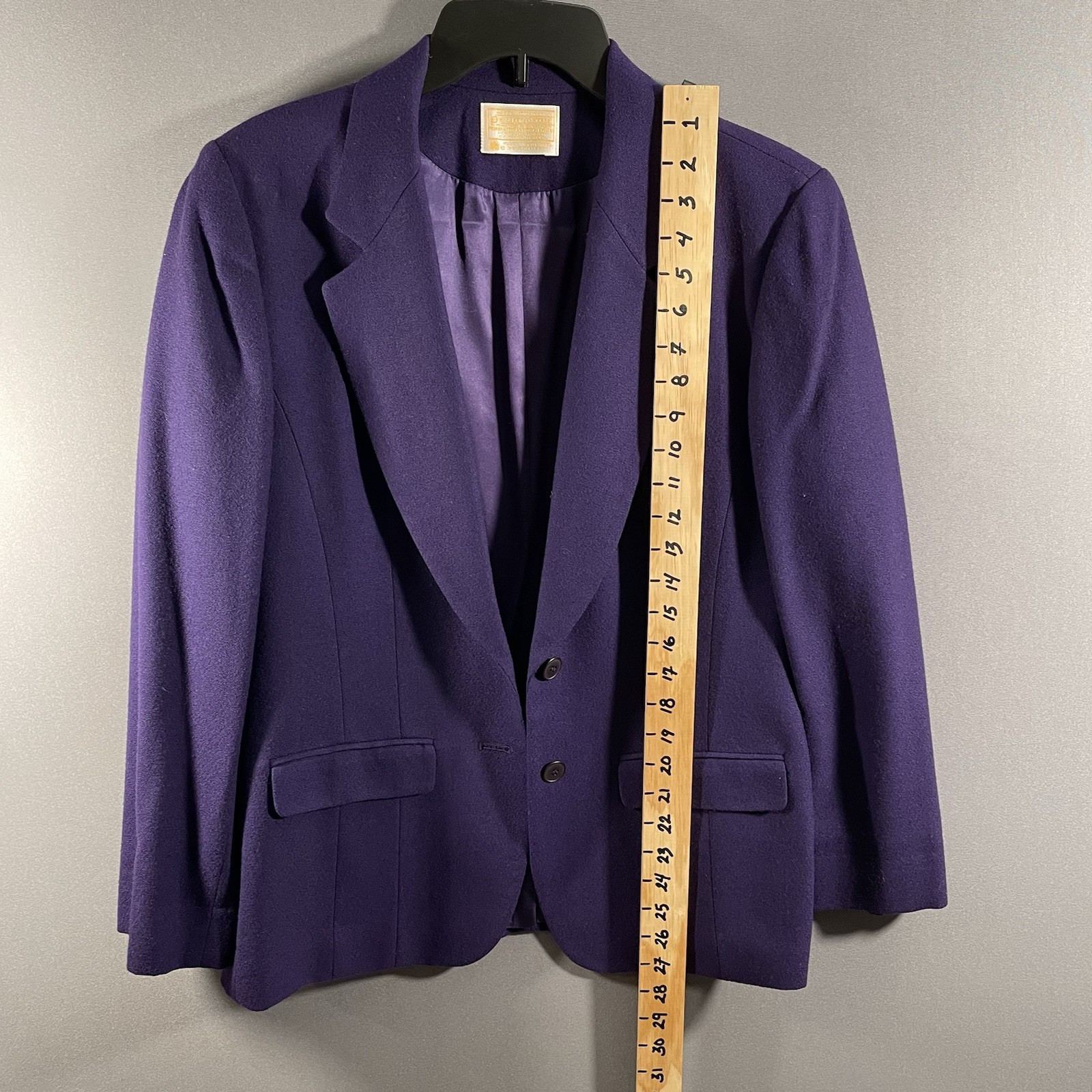 Vintage 1980’s Pendleton Wool Crepe Suit Skirt Blazer Purple USA Sz 8 *READ*