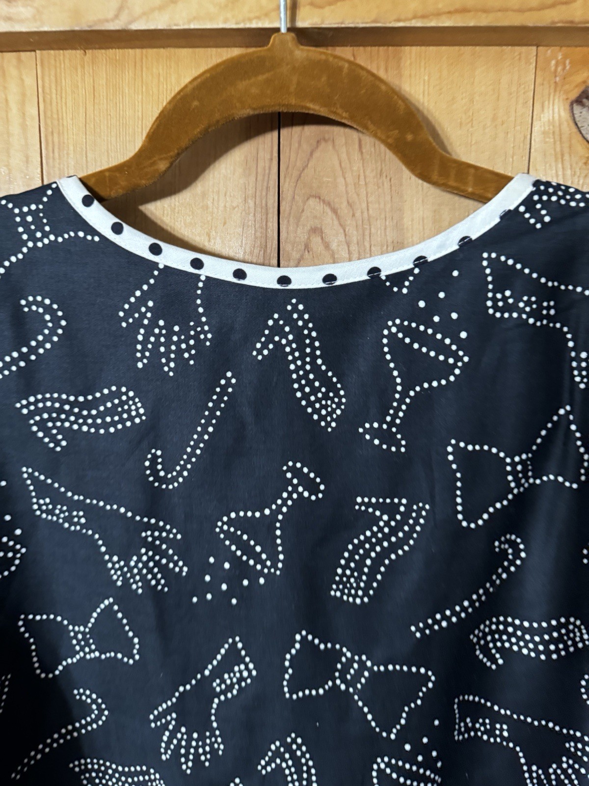 VTG Jeanne Marc Black & White Tailored Blouse Bows High Heels Champagne 4/6 P