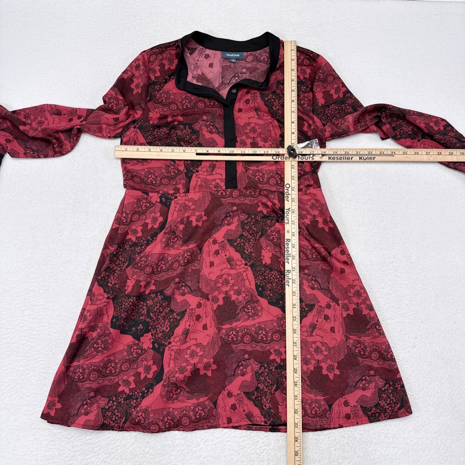ModCloth Retro Romance Dress Size 10 Red Black Whimsical Fairy Gothic Indie