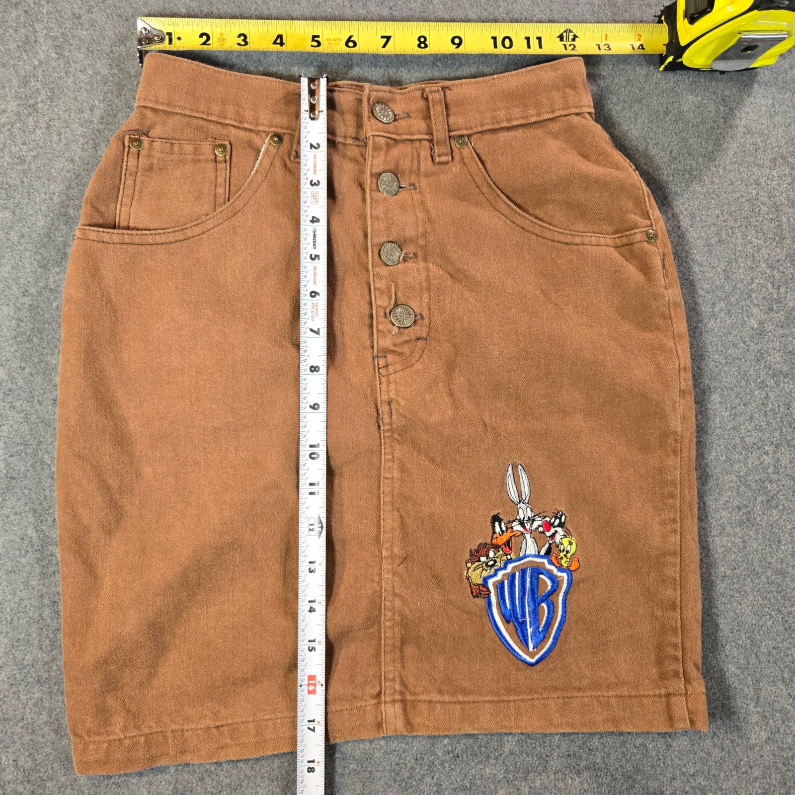 Vintage Acme Clothing Co Looney Tunes Denim Mini Skirt Warner Bros 25 Waist