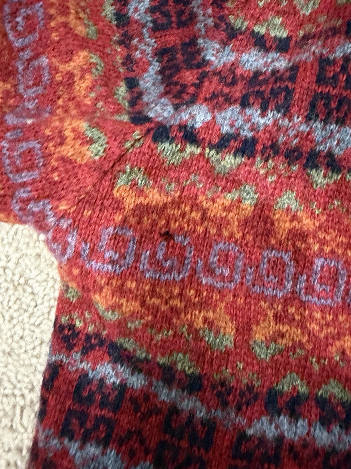 Vtg The Eagle’s Eye Multicolor 100% Wool hand-knit cardigan sweater Large