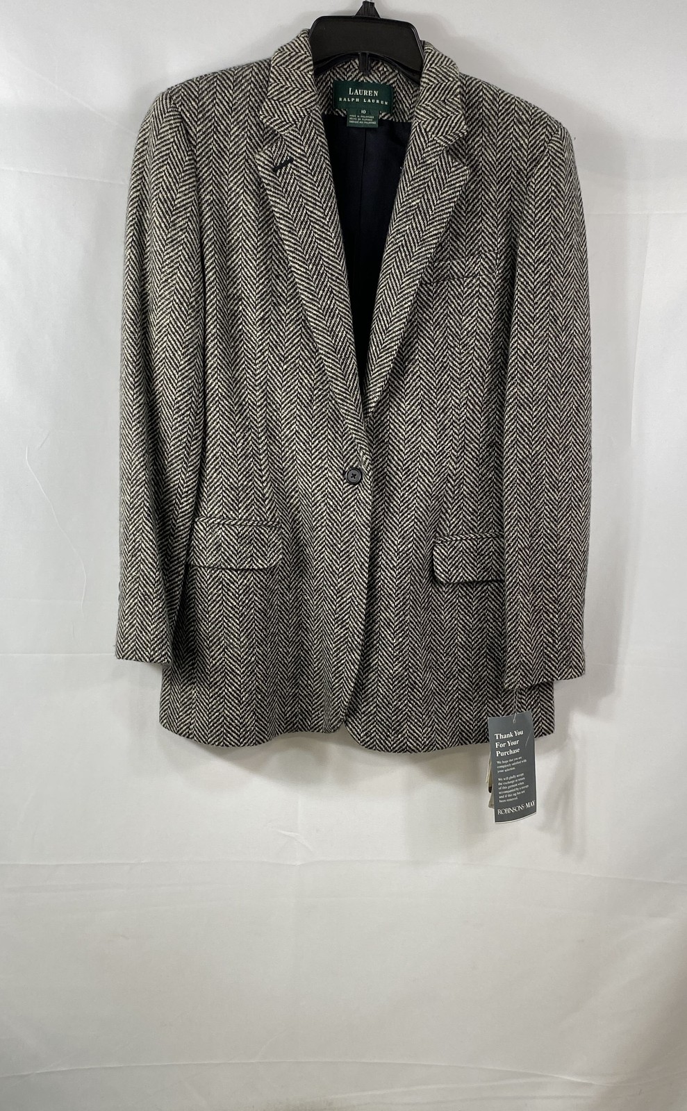 Vintage Y2K Lauren Ralph Lauren Women’s Herringbone Wool Blazer Sz 10 NWT