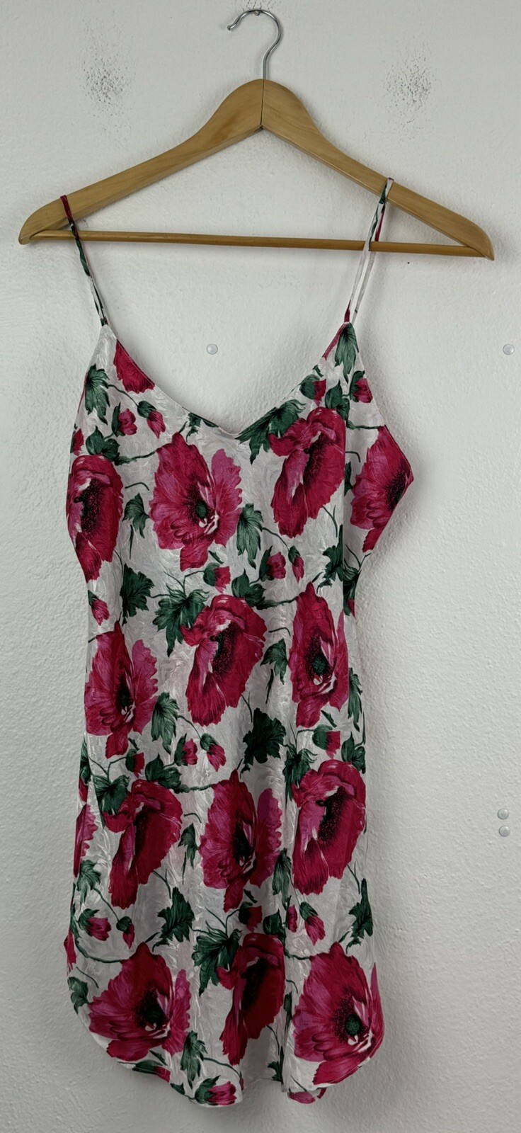 Floral Circa 2000 Vintage Slip Dress Mini Small Pink White Made In USA