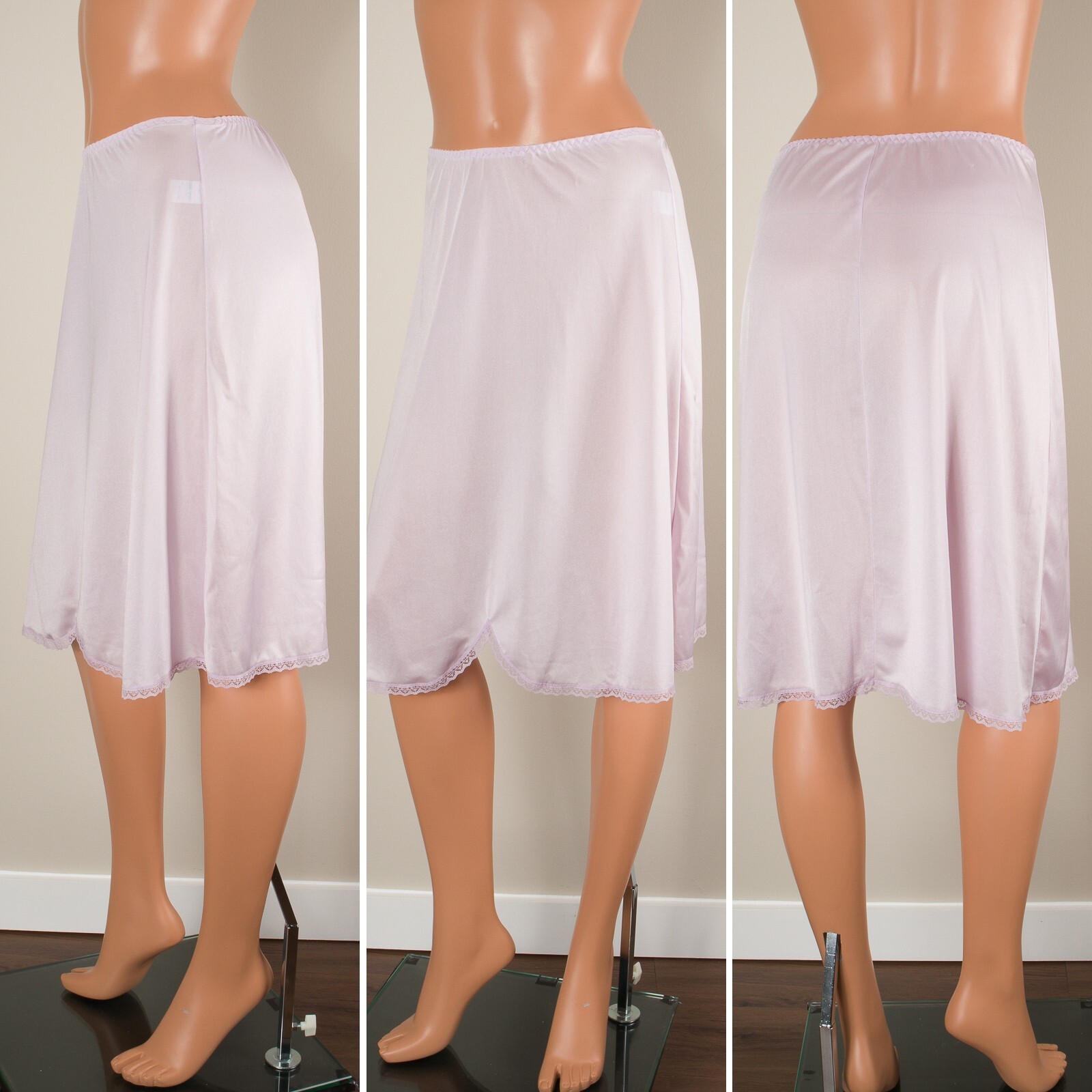 💖 TRIUMPH International Pale Lavender Half Slip Skirt Silky Nylon Lace Trim 40