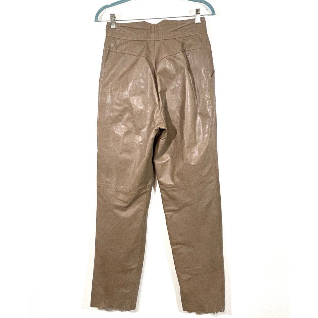 Vintage Suzelle Women’s Leather Pants Tan High Rise Pockets Lined Size 8
