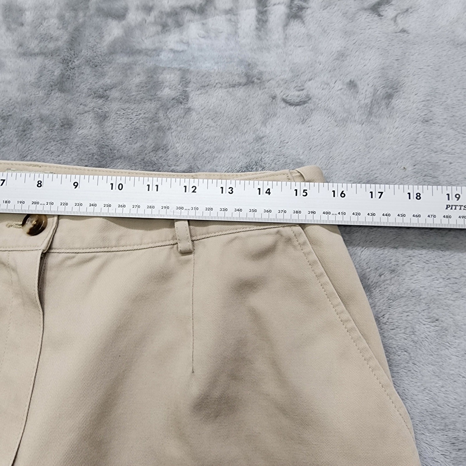 Vintage 90s LL Bean Pants Womens 14 Beige Khaki Original Fit High Rise Crop Hem