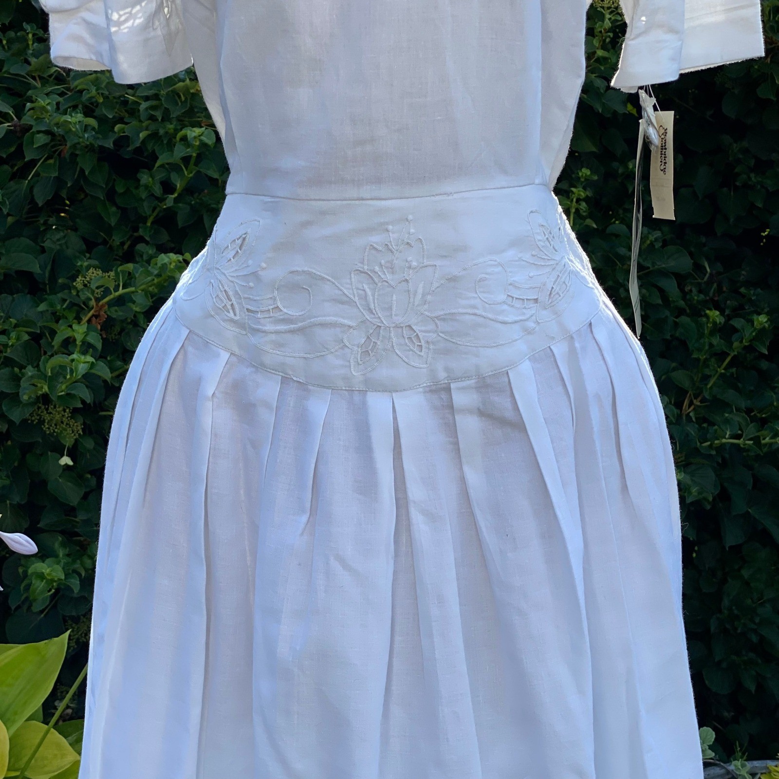 1992 True Vintage Deadstock Cottagecore White Midi Maxi Dress Milkmaid Prairie
