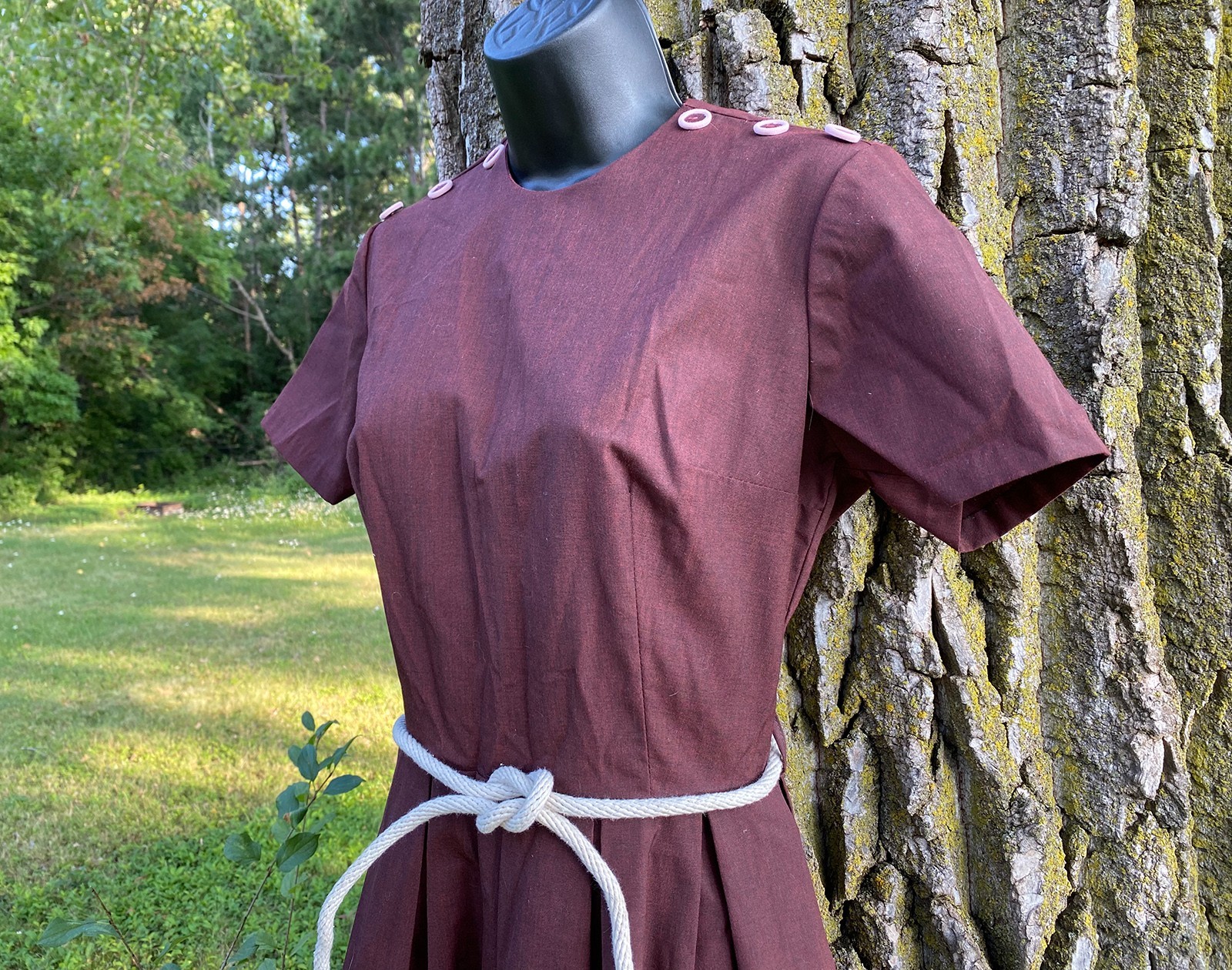 Vintage 50s Secretary Geek School College Day Dress Chocolate S M
