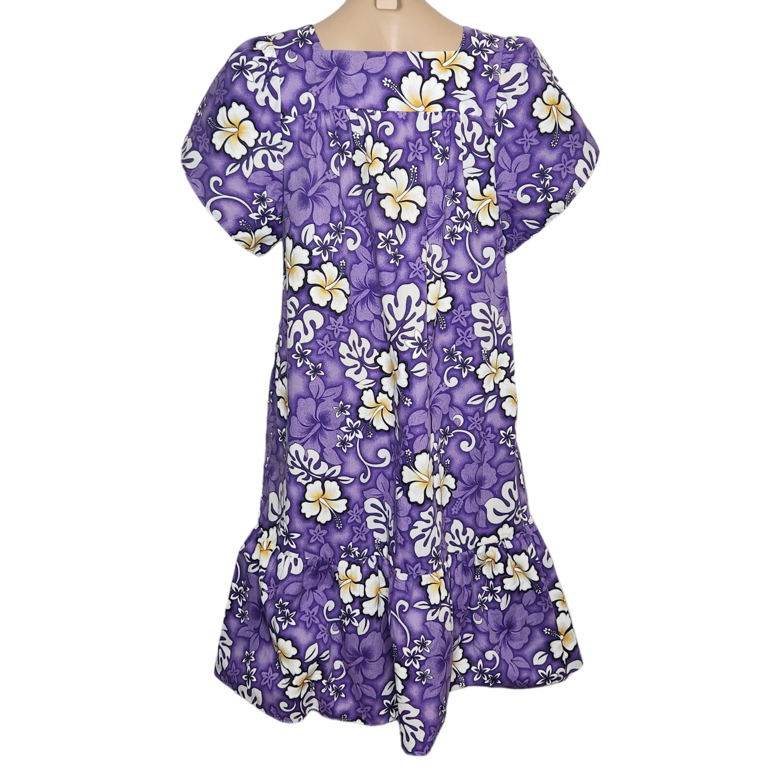 Vintage 80’s Jade Fashions Of Hawaii Dress Flower Purple MuMu Hibiscus Vacation