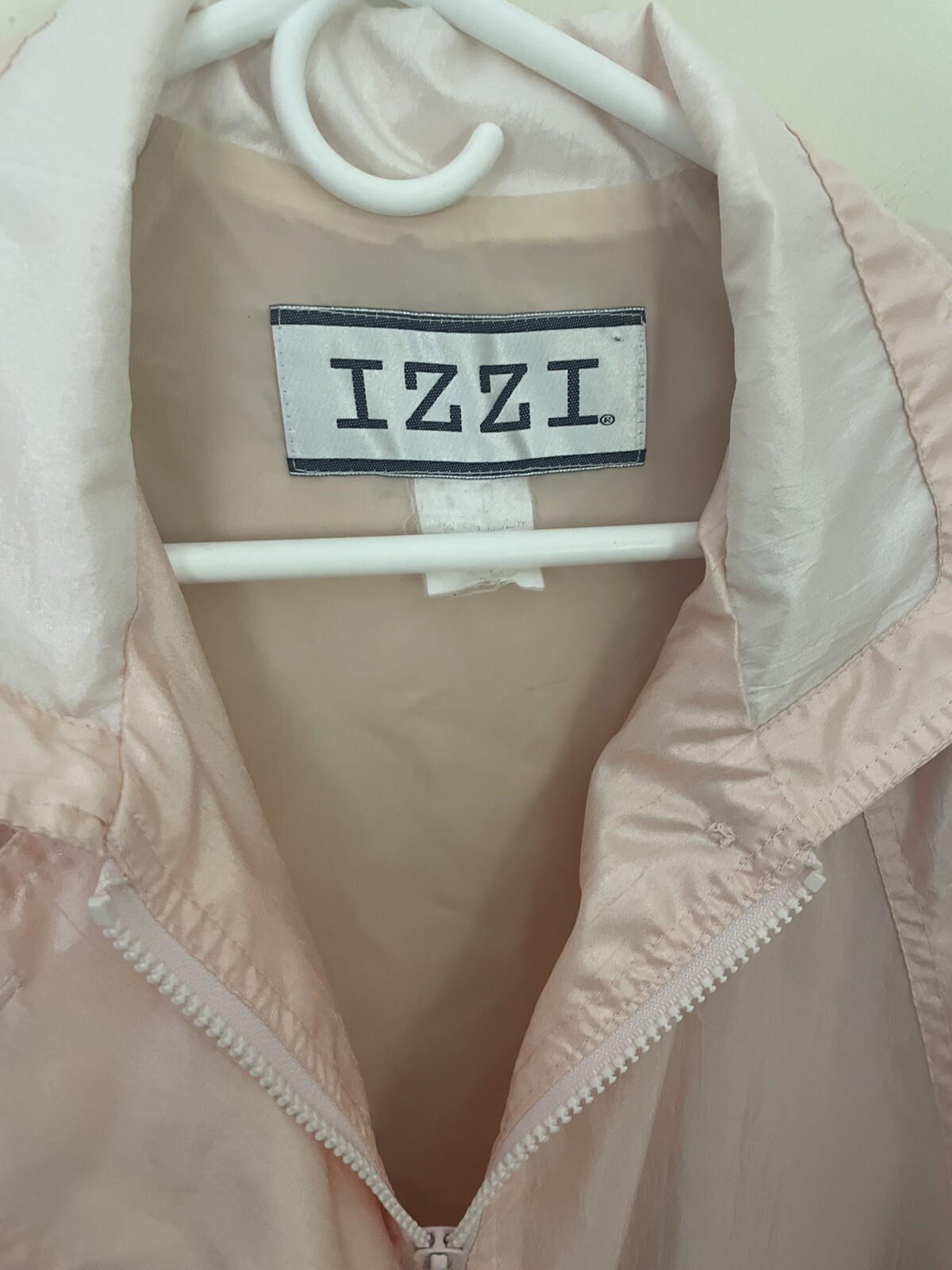 Vintage IZZI Pink Full Zip Windbreaker Rain Jacket Size Large Y2K Gorpcore
