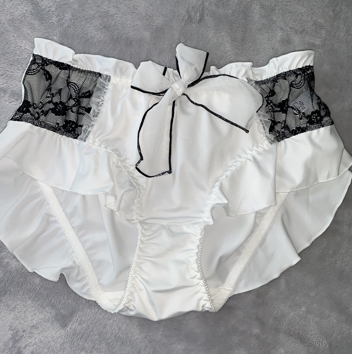 NEW Ruffled Bikini Brief Panties M 6 Sheer Chiffon Bow Girly babydoll Femme