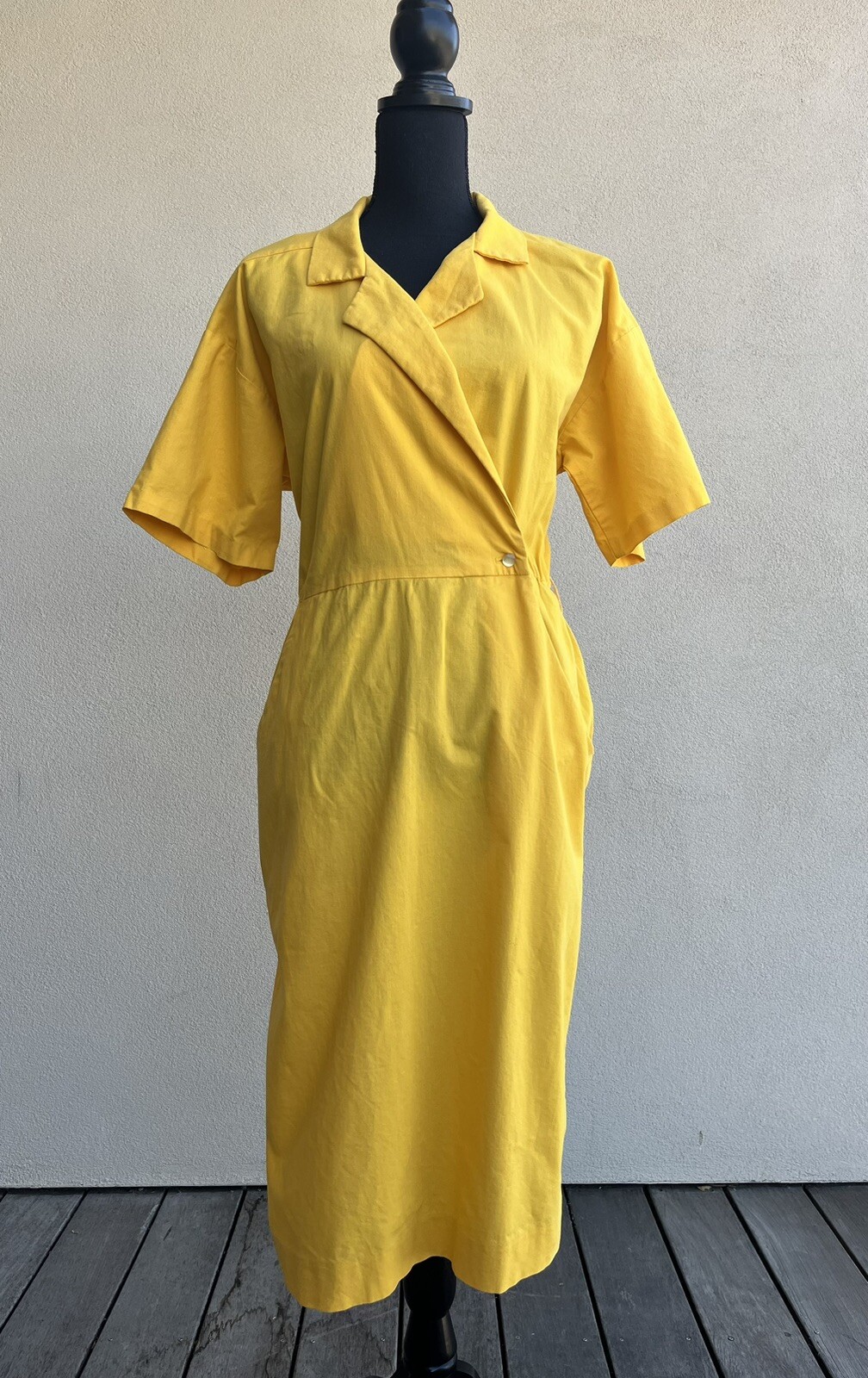 Vtg 70s Vicky Vaughn Cotton Mustard Midi Wrap Dress – ILGWU Union Made Size M/L