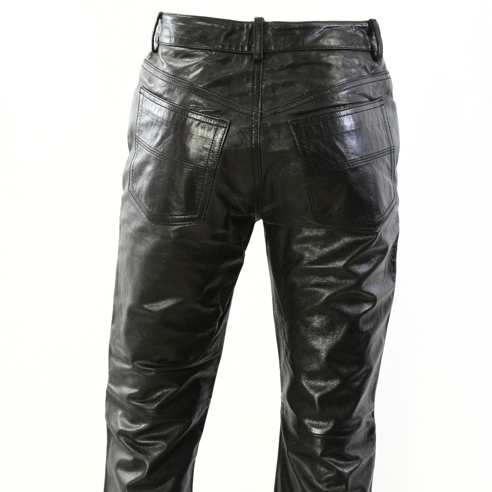 90s Vintage High Waist Womens Leather Pants Size 2 Black Fully Lined Boot Cut