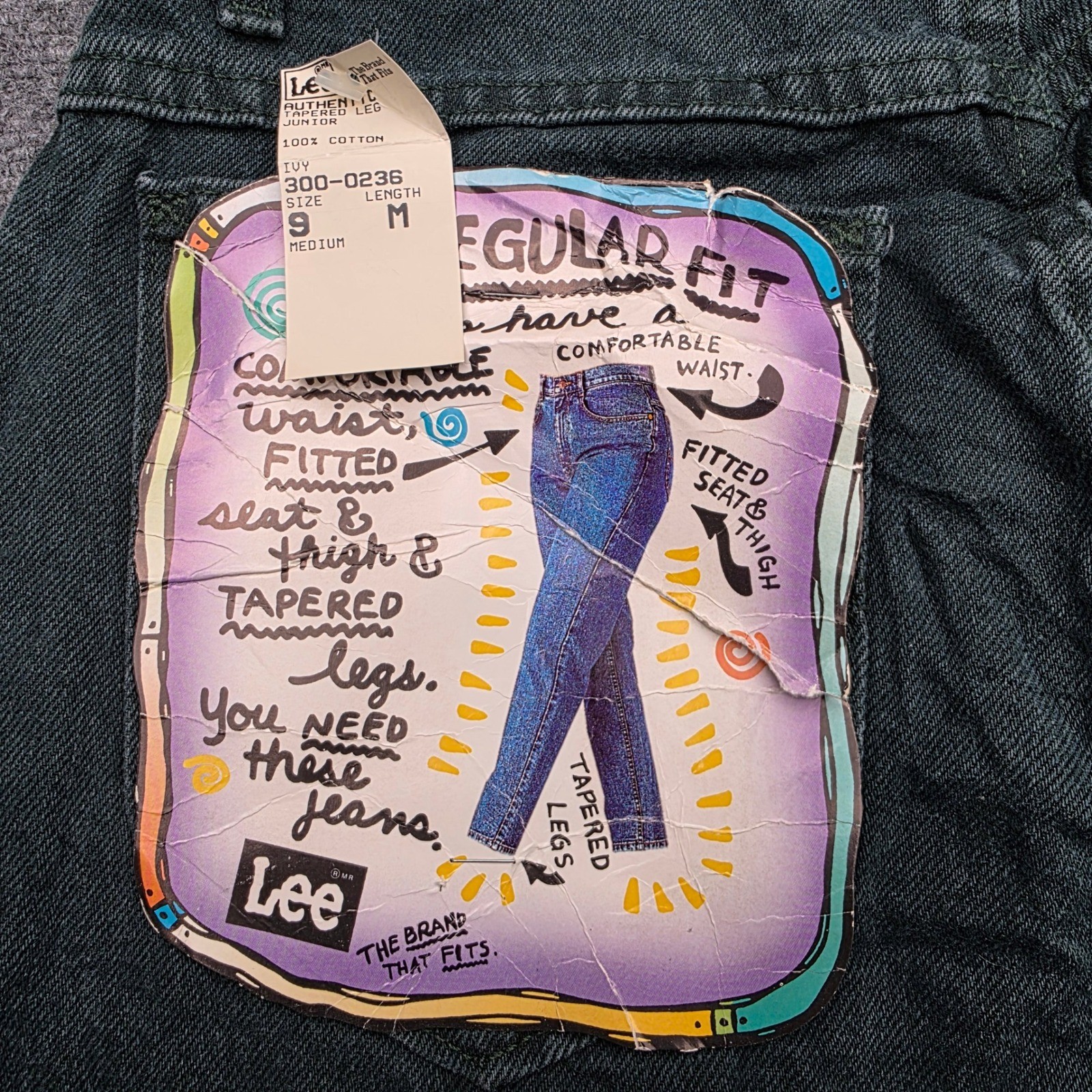 NWT Vintage Lee Jeans 9M Green Ivy Tapered Leg High Waist Mom Made in USA 80s
