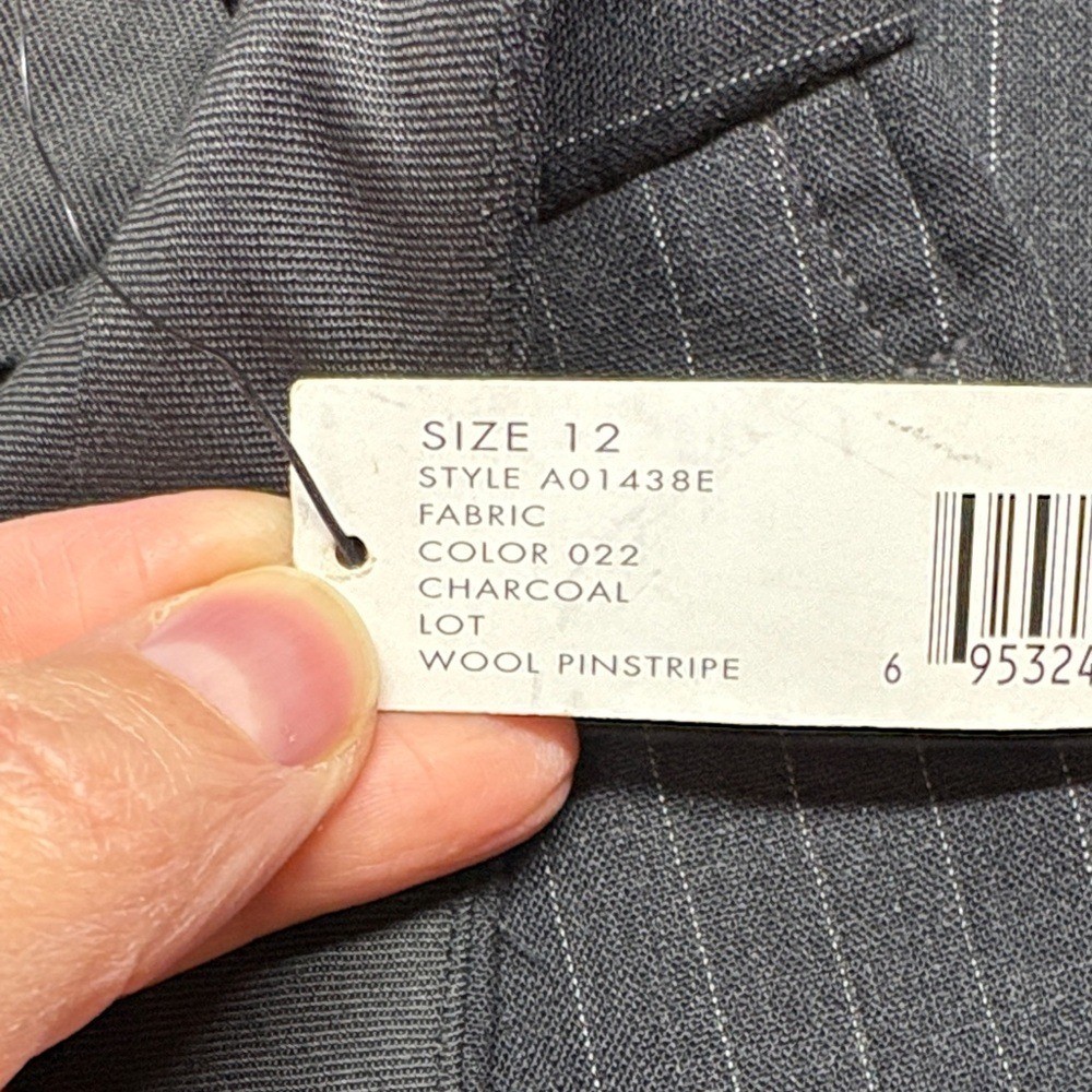 Vintage Donna Karan Trousers 12 Charcoal Grey Pinstripe Pants UNITE USA $695 NWT