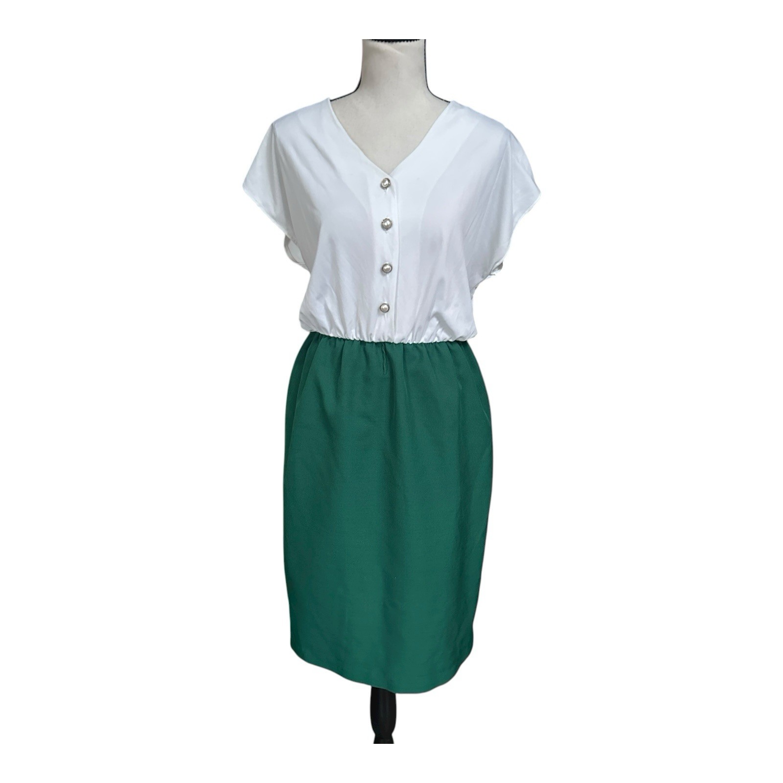 VTG 90s MOB Green Pearl Beaded Embellished Dress & Jacket Set M Whirlaway Frocks