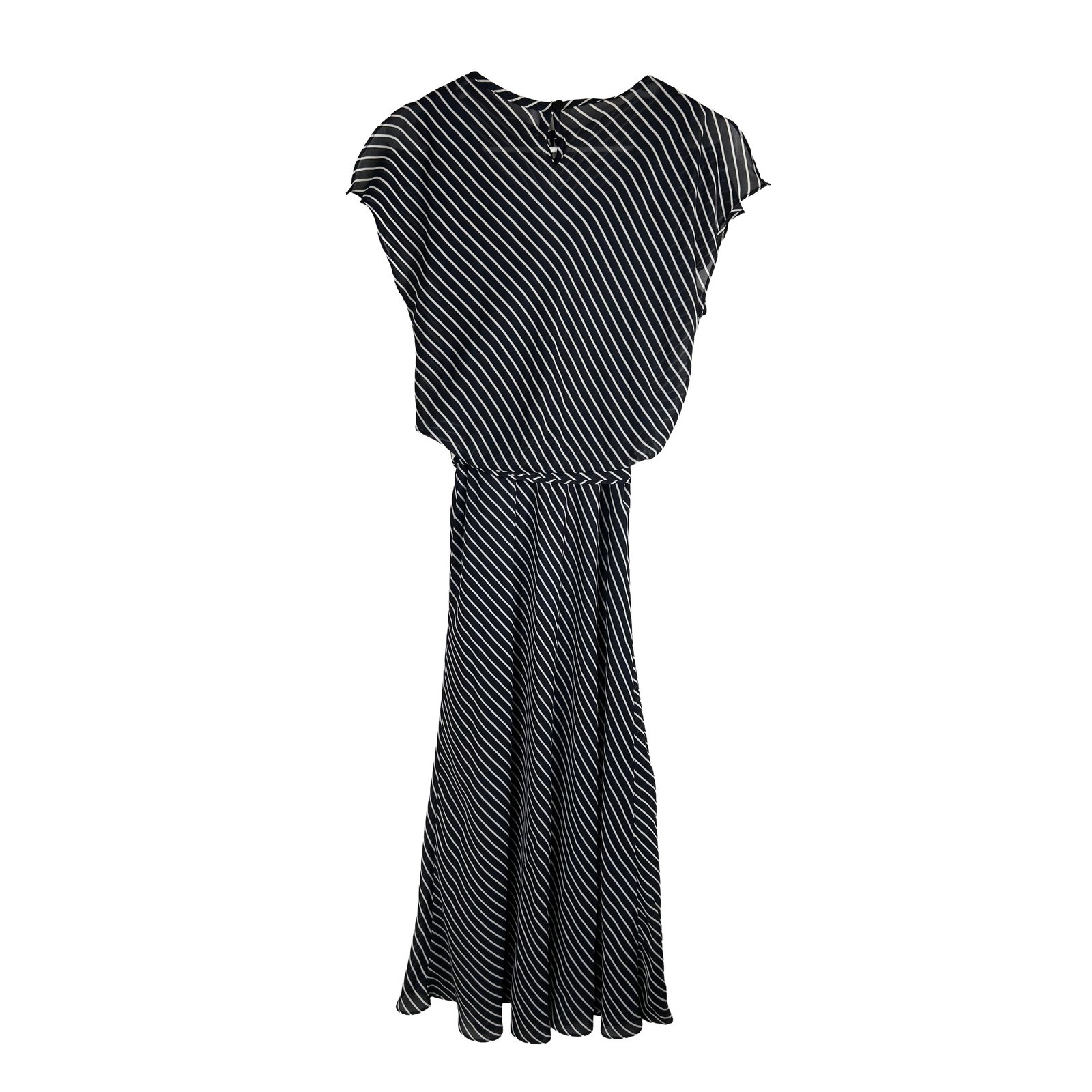 Positive Attitude Vintage Black White Striped Maxi Dress Size 8 USA