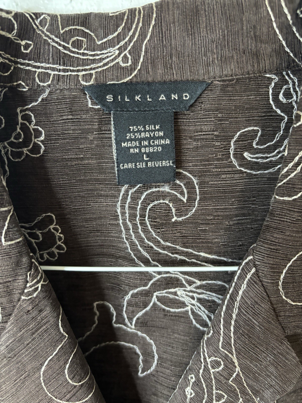 Silkland Vintage Petite L Jacket Embroidered Paisley Shirt Button Up
