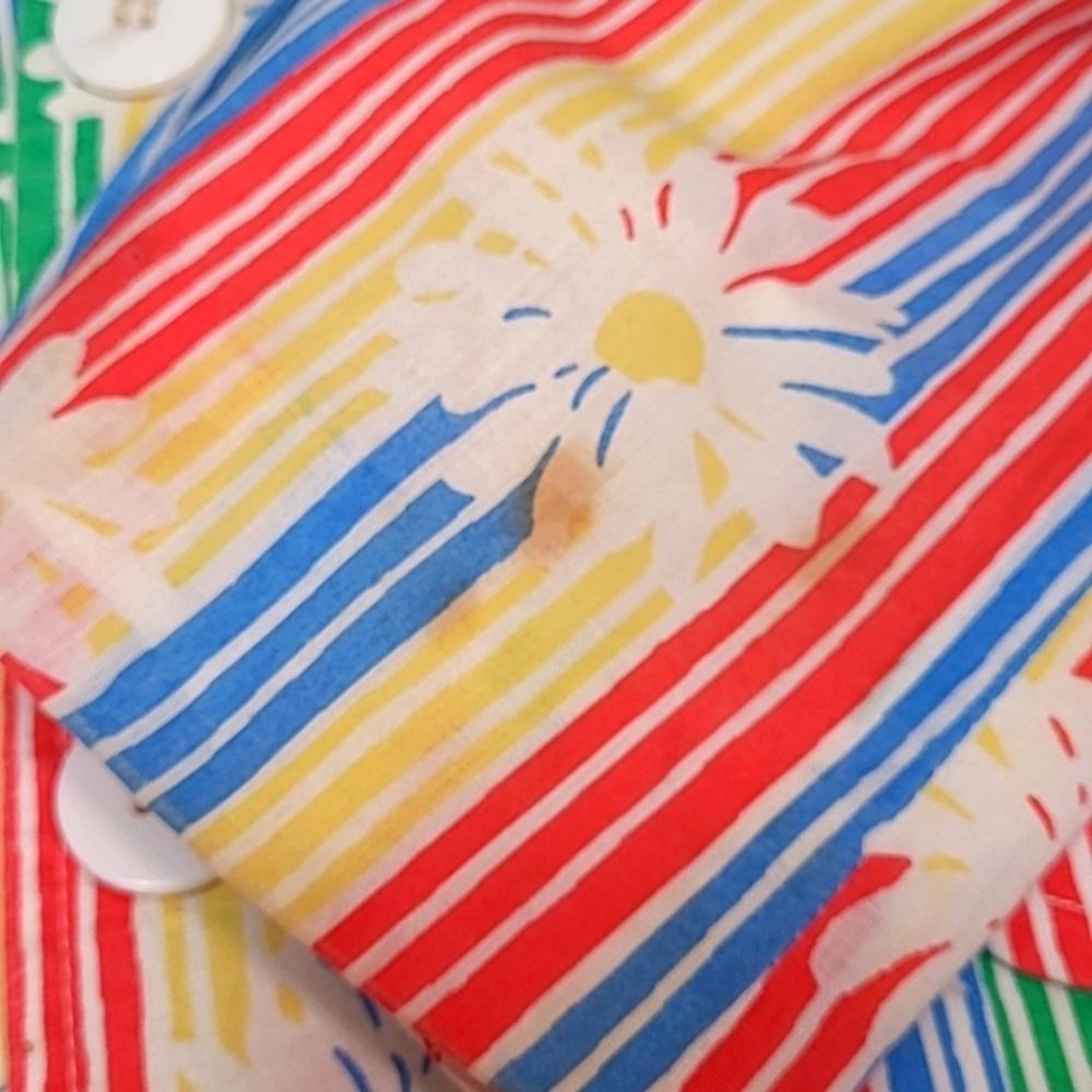 1970s Ah! Austin Hill Blazer Jacket Rainbow Stripes & Daisies Print 10 Pride Mod