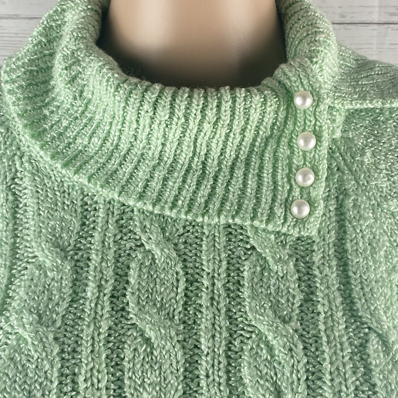 Vintage Hasting Smith Sweater Medium Soft Girl Aesthetic Mint Green Cable Knit