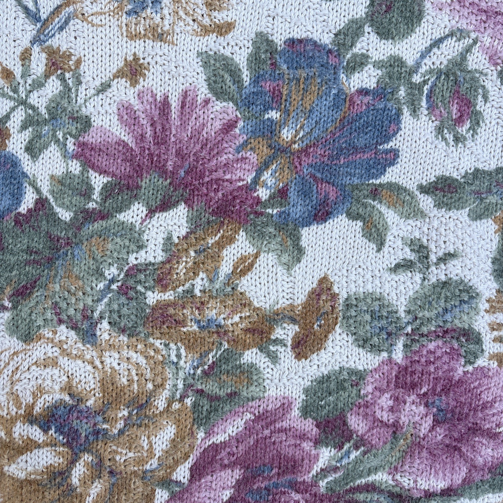 VTG 90s Denim Republic Floral Cottagecore Tapestry Knit Sweater – Large