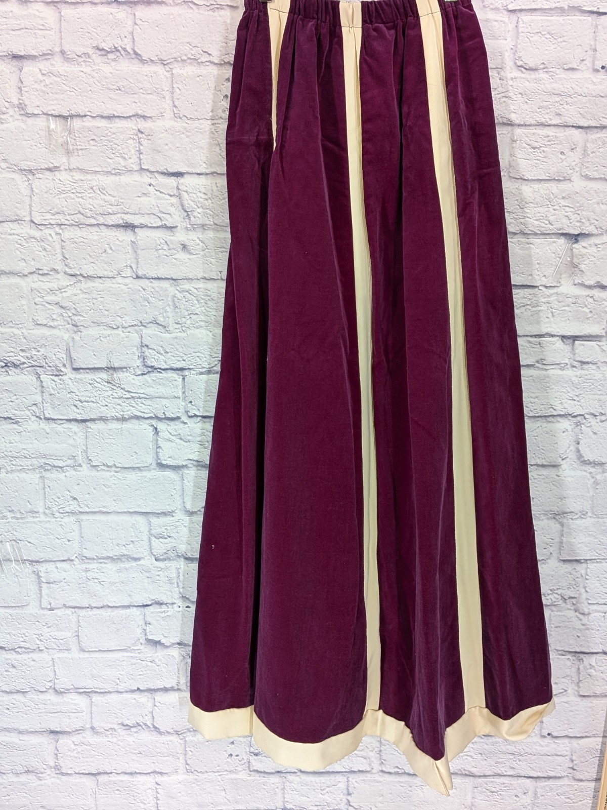 COLOR WOW😍Chessa Davis Vntg 70s Velvet Full Maxi Skirt Lace Lined Boho Made USA