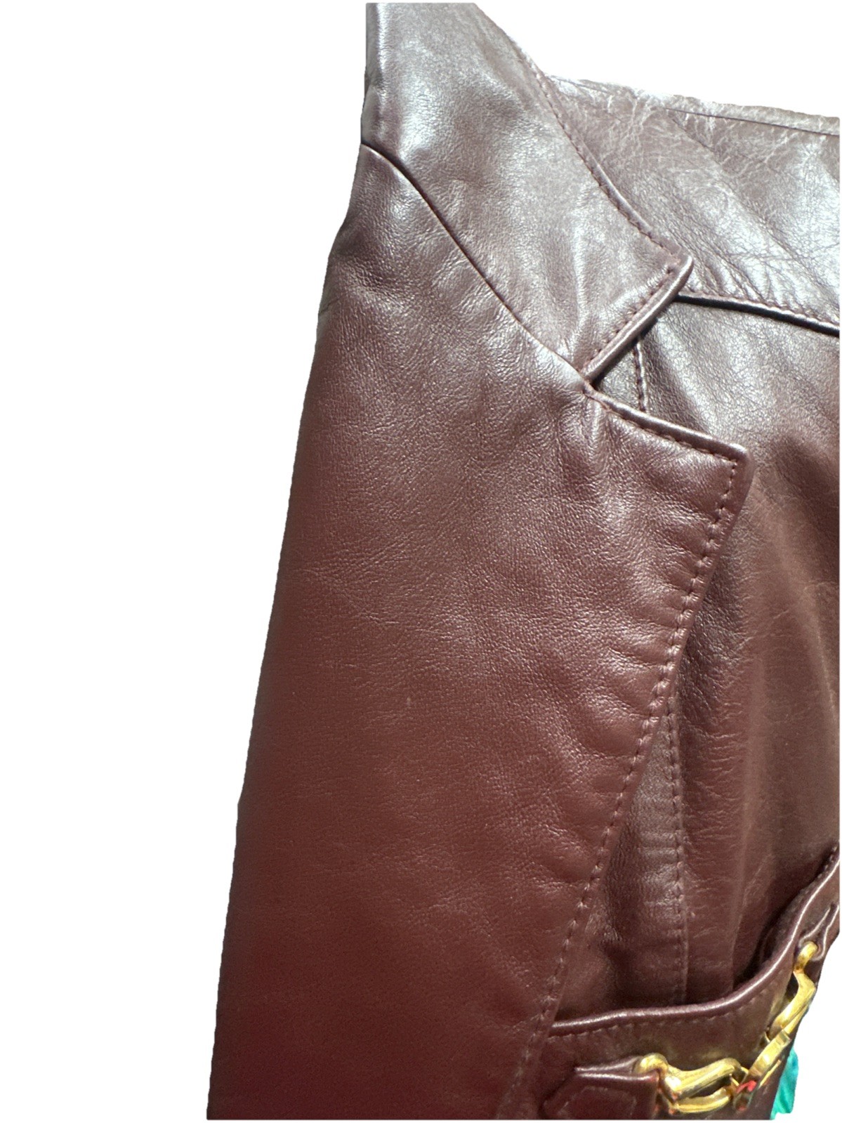 Vintage Etienne Aigner Jacket Red Burgundy Leather Collared Size 12