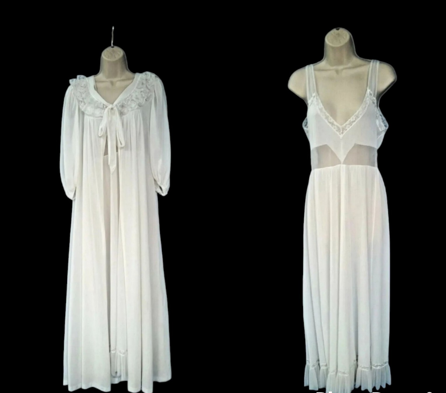Kayser Luxite Peignoir Gown and Robe Size 34 Cream Bridal Vintage 1960