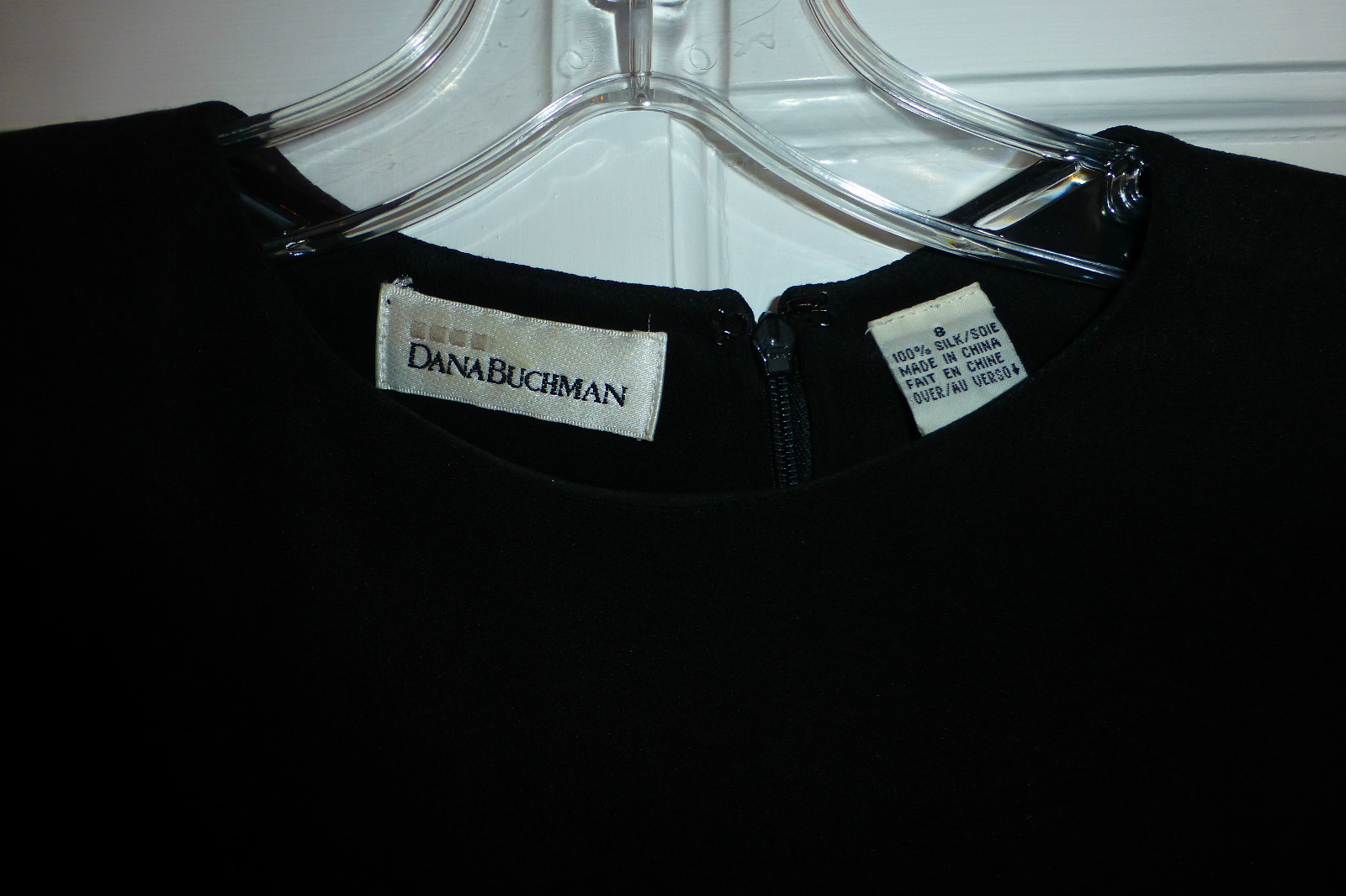 Vintage Dana Buchman Black Silk L.S. „Car Wash” Hem Dress,Size 8, CA. 1980’s, A+