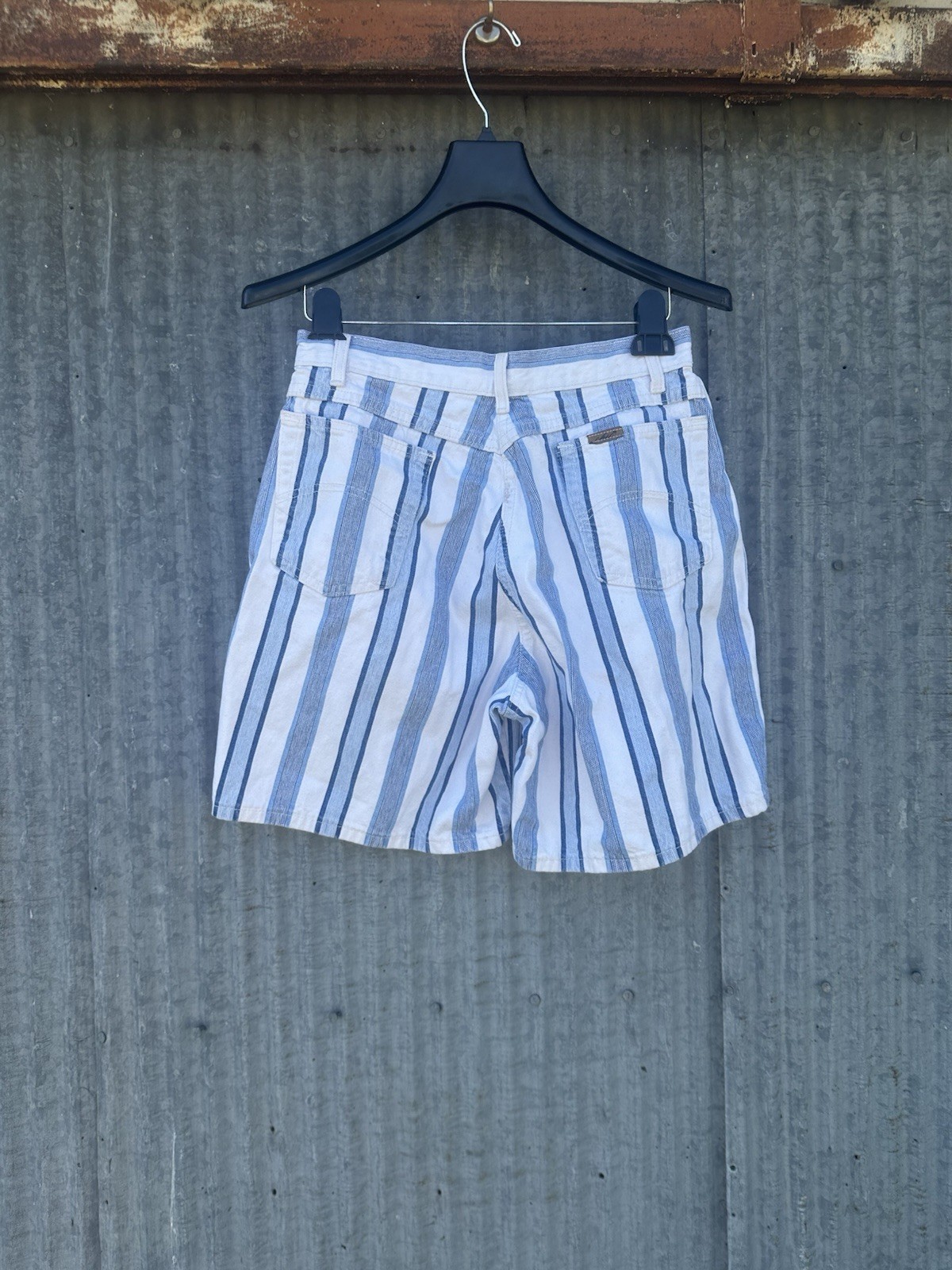 Vintage 90s Striped High Waisted Denim Shorts Chic Brand Size 8