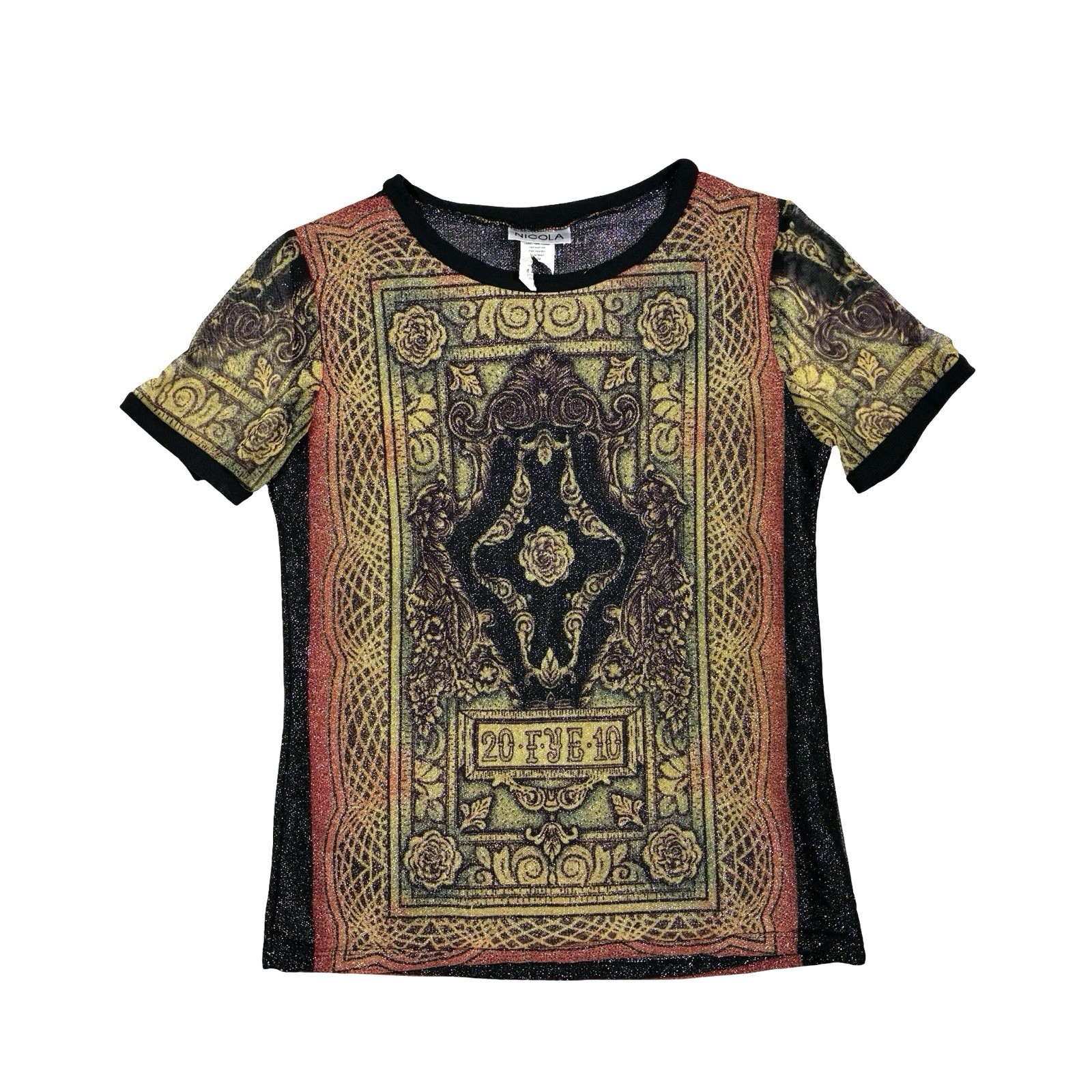 Nicola Women’s VTG 90s Y2K Metallic Mesh T-Shirt