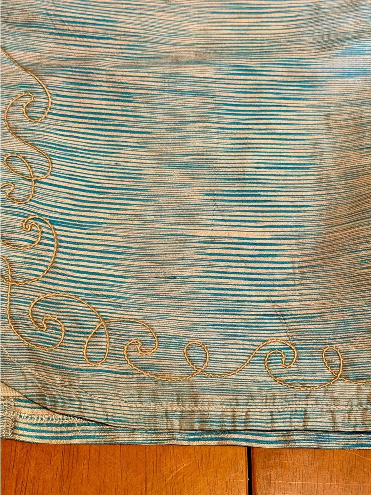 Vintage 70s 80s Gianna Flicchi Italy Raw Silk Pencil Skirt 48 US L Embroidered