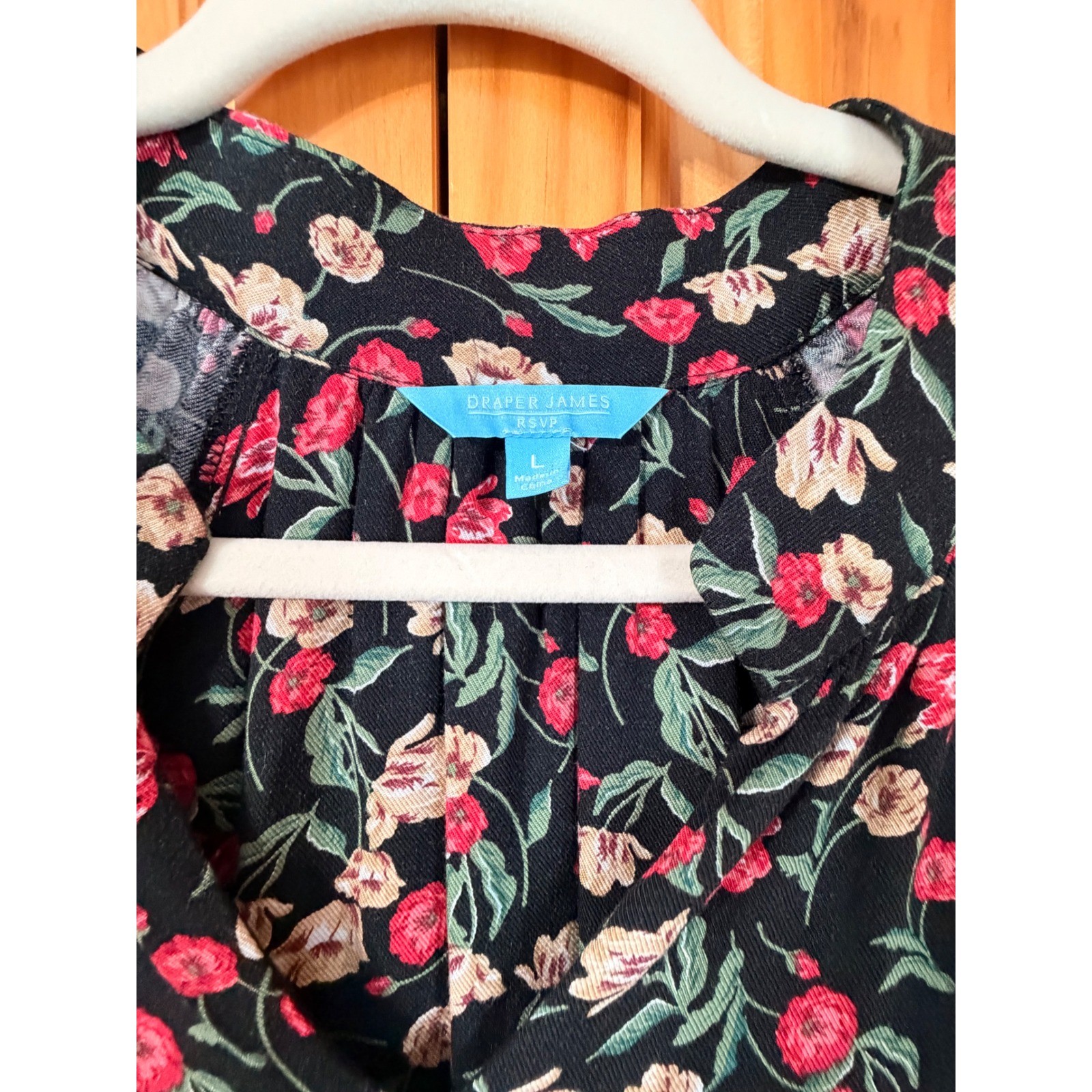 Draper James RSVP Floral Long Sleeve Mini Dress Womens L Black Cottagecore Boho