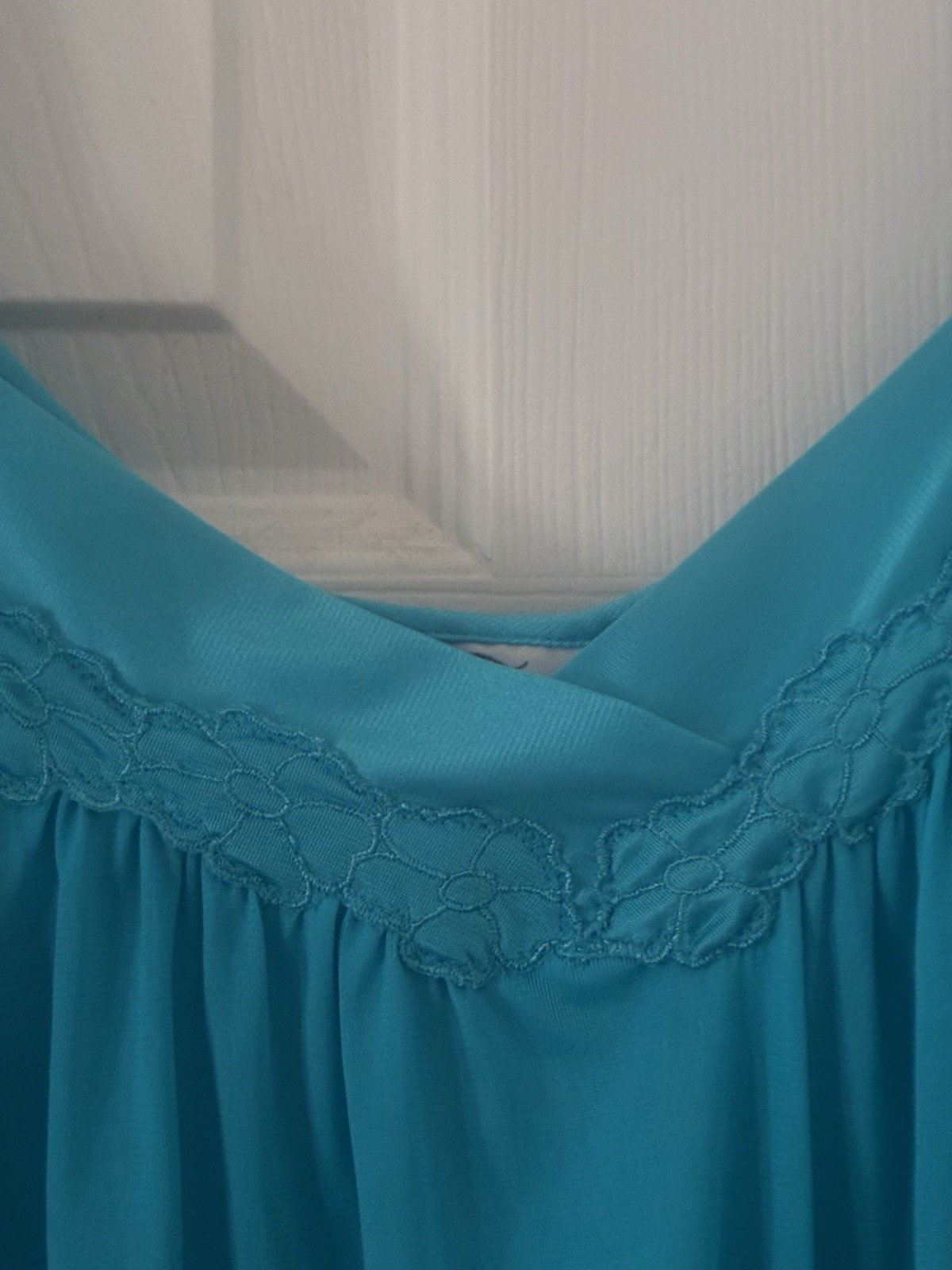 Vintage Vanity Fair Teal Aqua Nylon Nightgown & Robe Set Sz Large 42