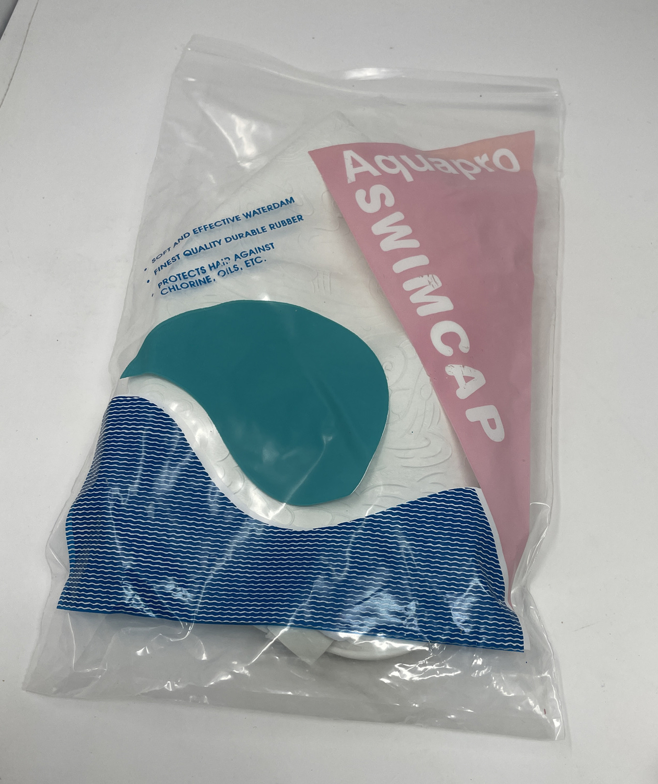 Vintage AquaPro Rubber Swim Cap White Teddy Bears Textured Pattern Retro Childs
