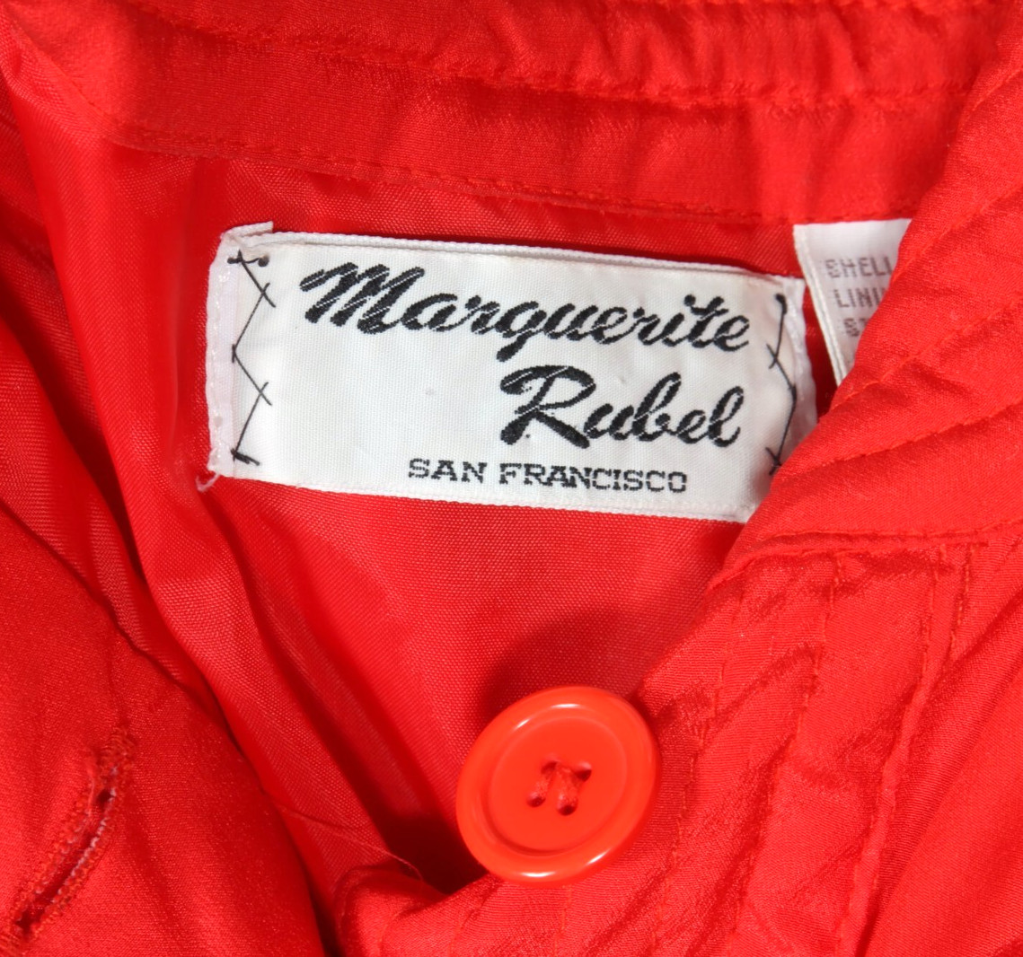 MARGUERITE RUBEL 1980s Red Rusched Lightweight Windbreaker Zip Jacket sz XS /052