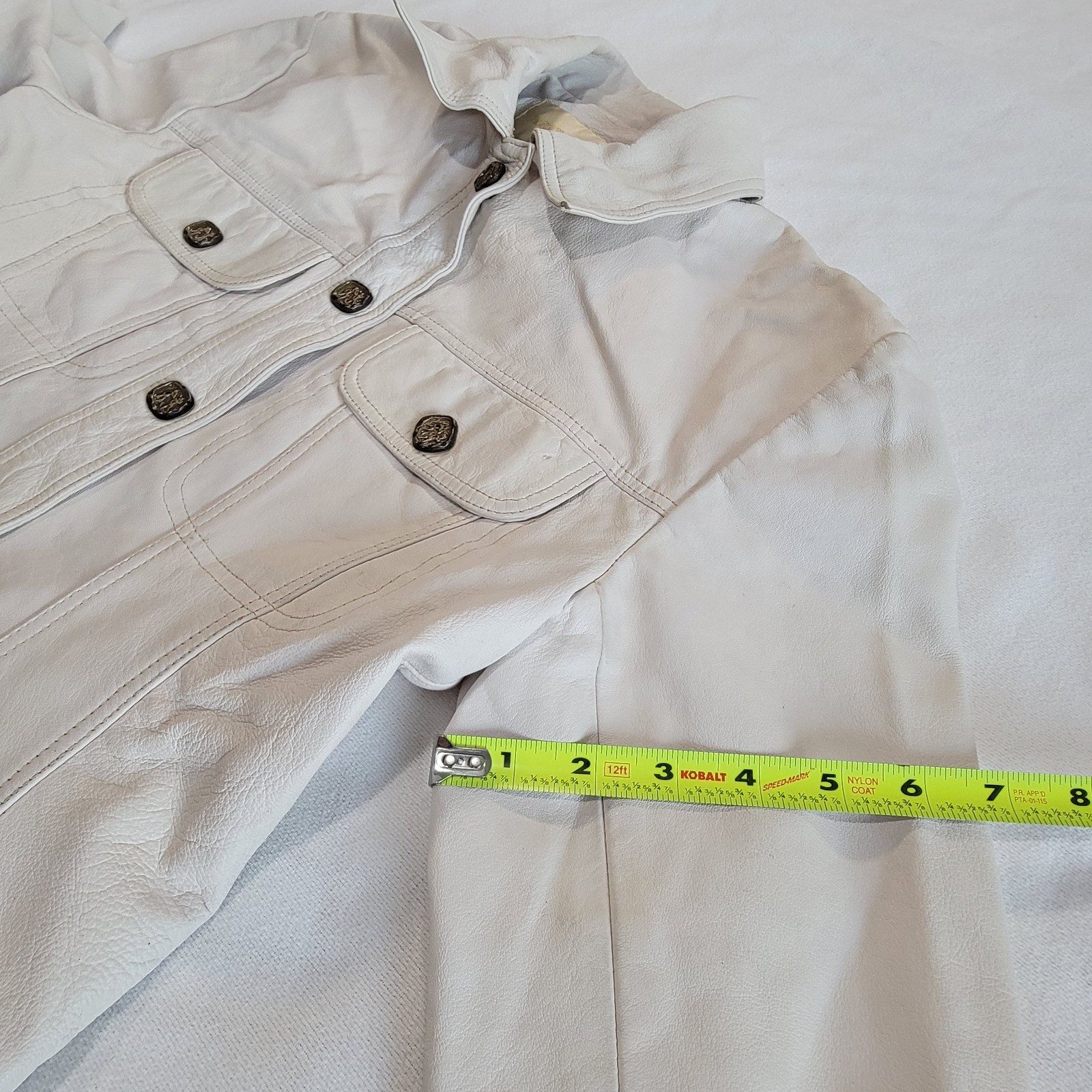 Vintage 90s Margaret Godfrey Leather Jacket Short Off-White Women S Quiet Luxury