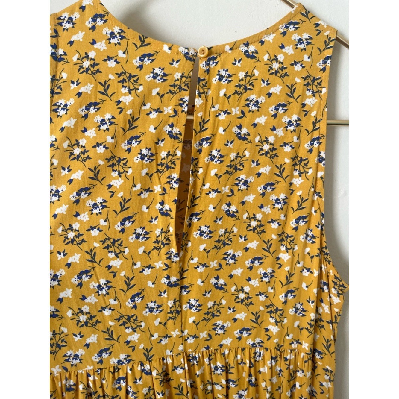 Old Navy Mustard Yellow Floral cottage picnic Sleeveless sundress XS