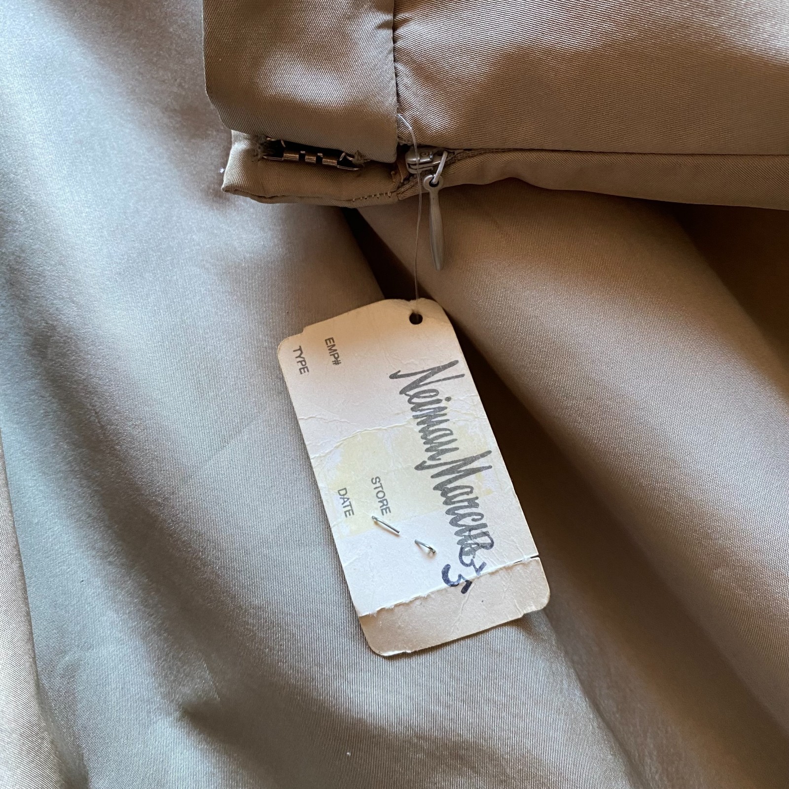 Vtg 80s Pamela Dennis Collection $990 Champagne Silk Maxi Skirt Pleated Sz 12
