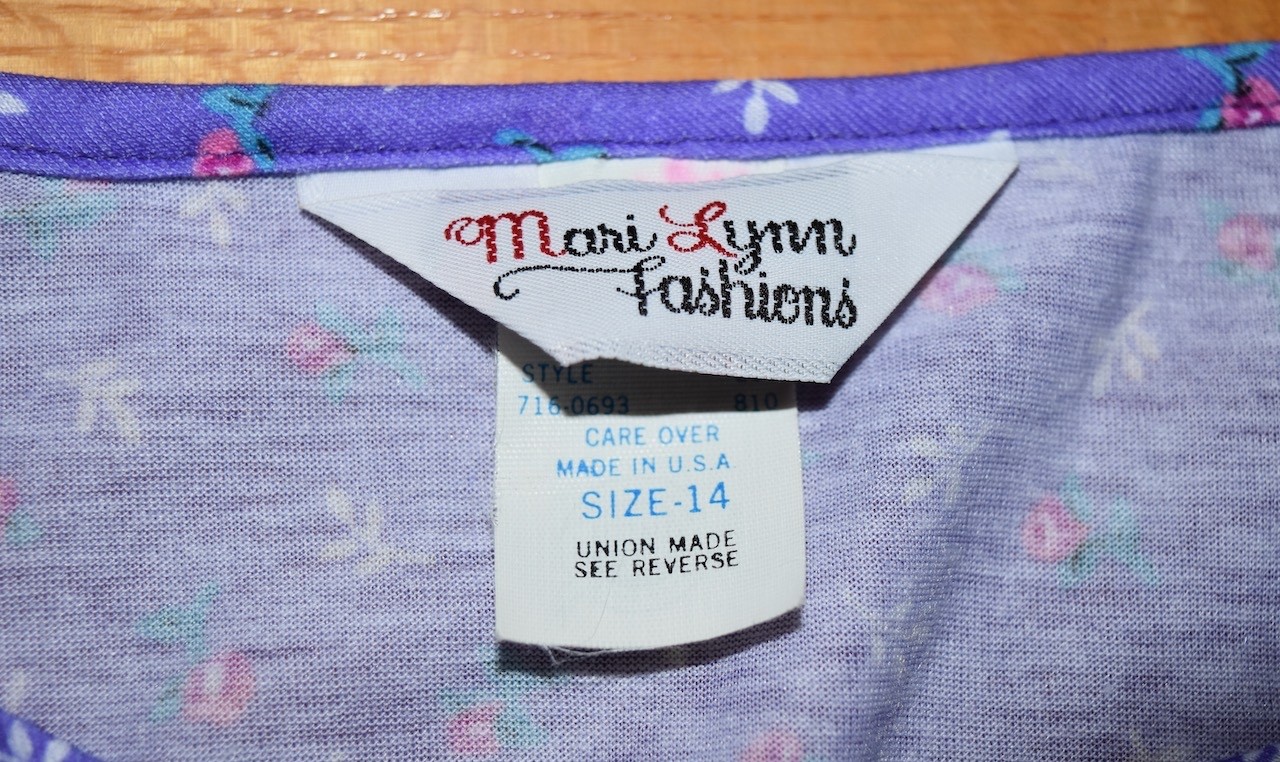 VTG NOS Womens Dress Purple Floral Union Label USA Sears See Measurements 14