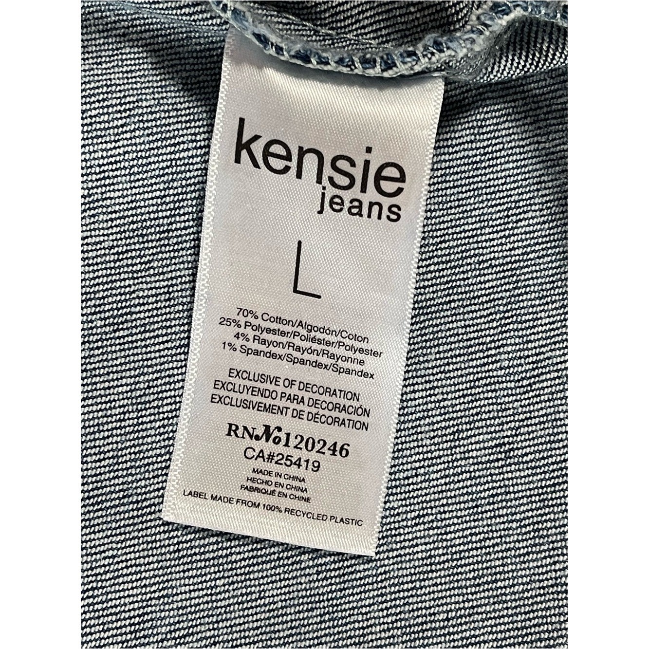 Kensie Women’s Vintage Luxe Medium Blue Boxy Denim Jacket with Chest Pockets