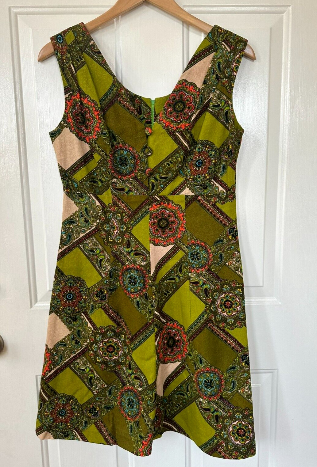Vintage 70s Hawaiian Tiki Psychedelic Mini Dress by BJ’s Fashions barkcloth