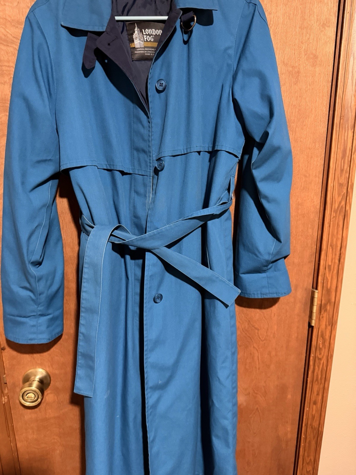 London Fog Women’s Vintage Blue Trench Coat 1990s Size 10 Regular vintage