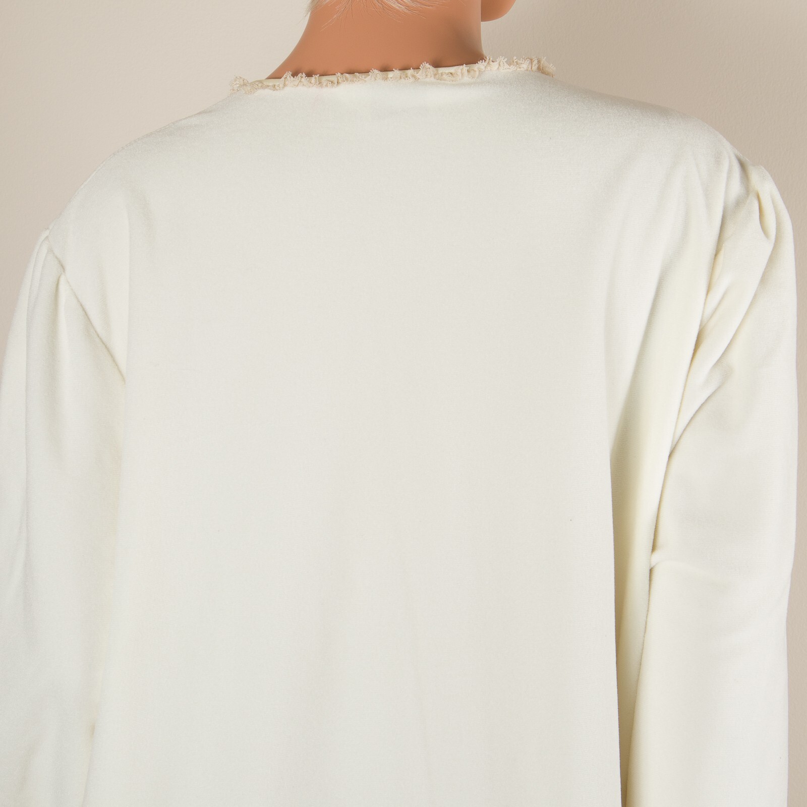 💖 VANITY FAIR Vintage Ivory Robe Lounge Coat Fleece Long Sleeve Half Zip 2XL