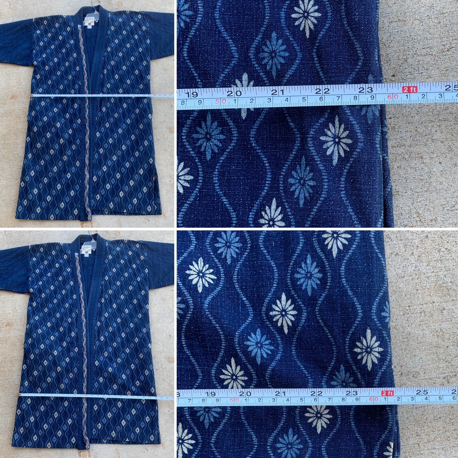 Vintage Sasakura Gensho Kimono Made In Japan Cotton Indigo Denim L